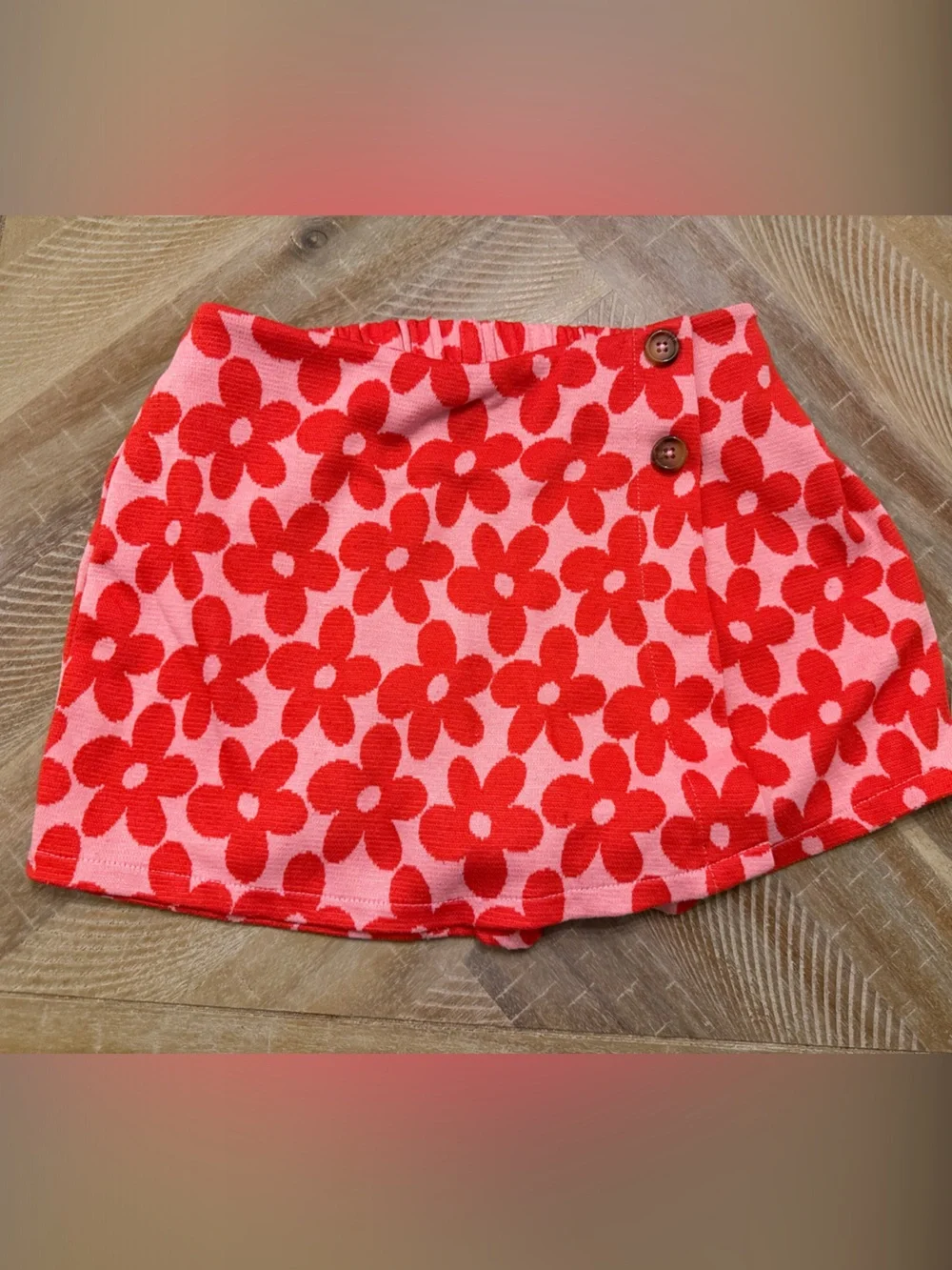 Old Navy Pink Knit Skort with Red Floral Print